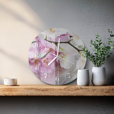 Glas wanduhr Orchidee