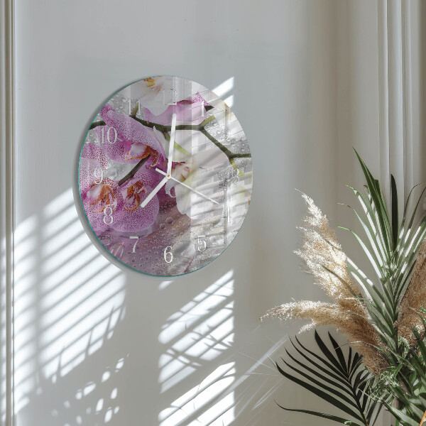 Glas wanduhr Orchidee