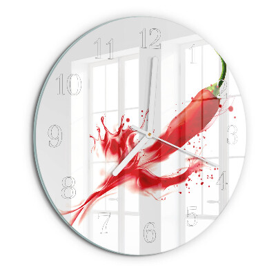 Glas wanduhr Chili-Pfeffer