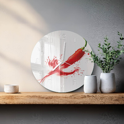 Glas wanduhr Chili-Pfeffer