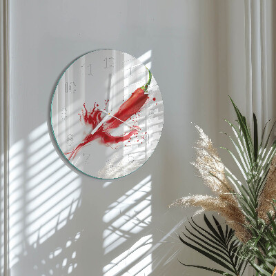 Glas wanduhr Chili-Pfeffer