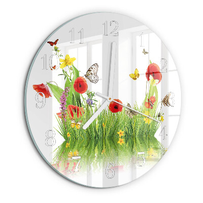 Glas wanduhr Wiese