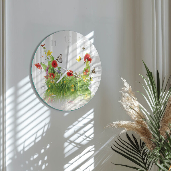 Glas wanduhr Wiese