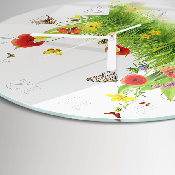 Glas wanduhr Wiese
