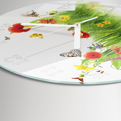 Glas wanduhr Wiese