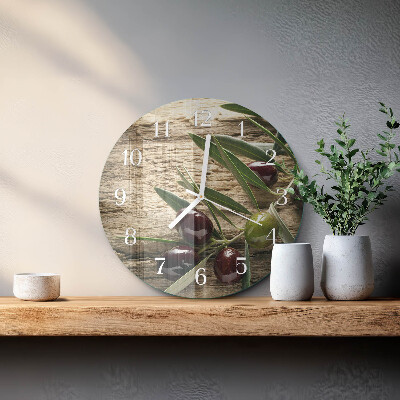 Glas wanduhr Oliven
