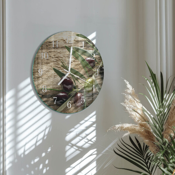 Glas wanduhr Oliven