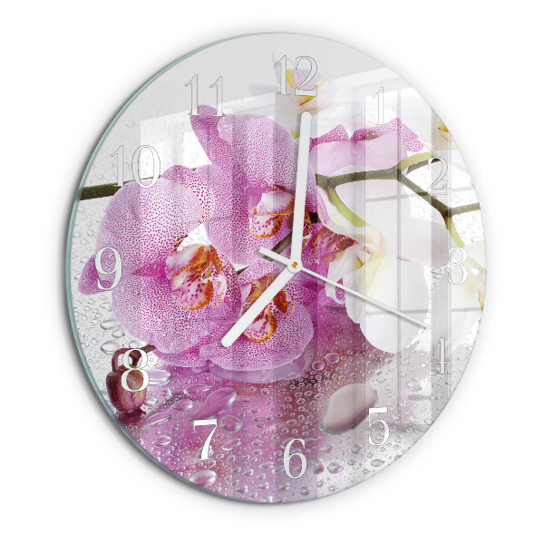 Glas wanduhr Orchidee