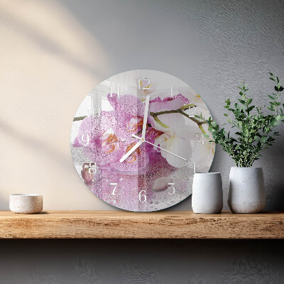 Glas wanduhr Orchidee