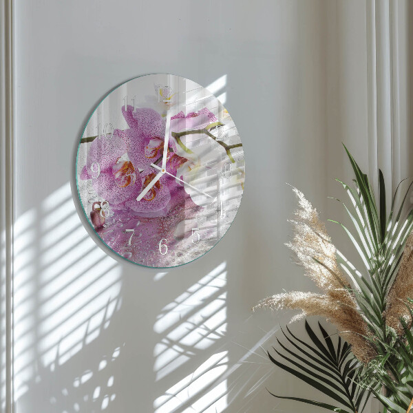 Glas wanduhr Orchidee