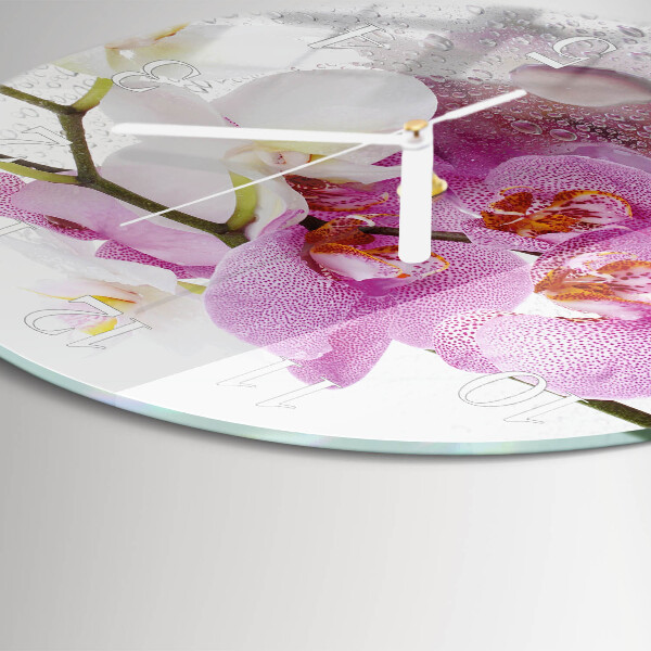 Glas wanduhr Orchidee