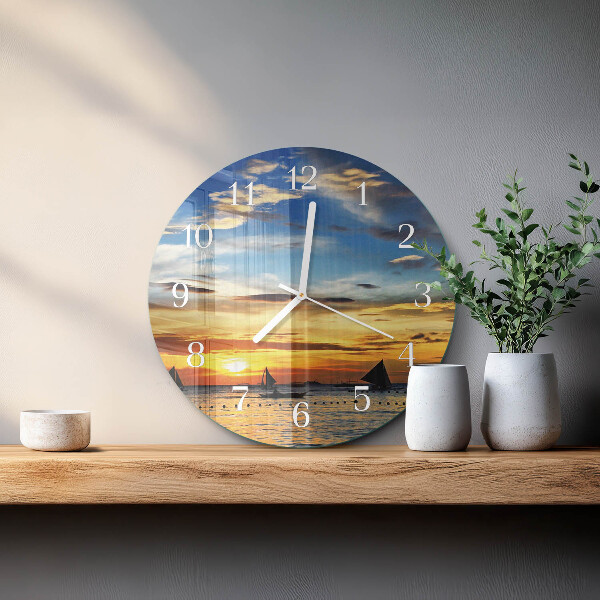Glas wanduhr Sonnenuntergang