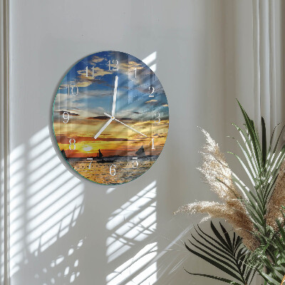 Glas wanduhr Sonnenuntergang