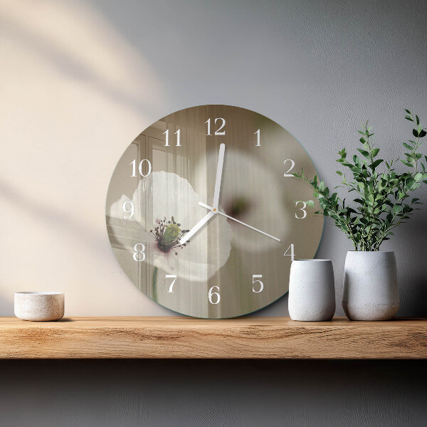 Glas wanduhr Mohn