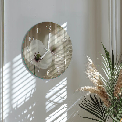 Glas wanduhr Mohn