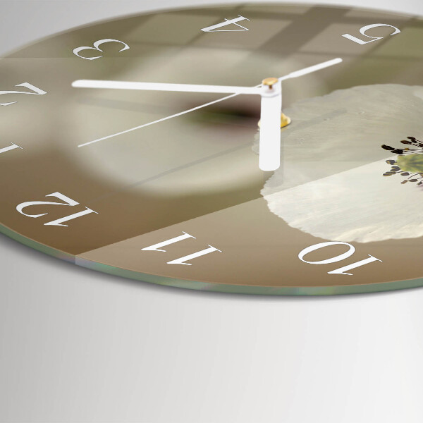 Glas wanduhr Mohn
