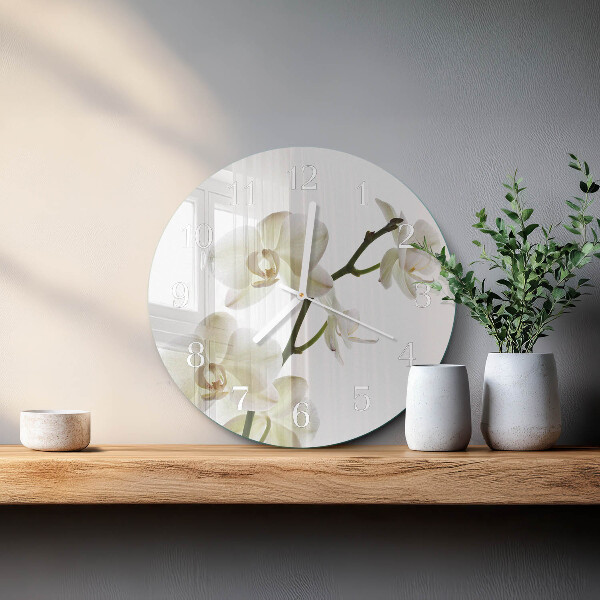 Glas wanduhr Orchidee