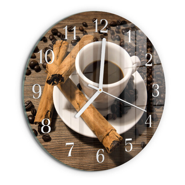 Glas wanduhr Zimtkaffee