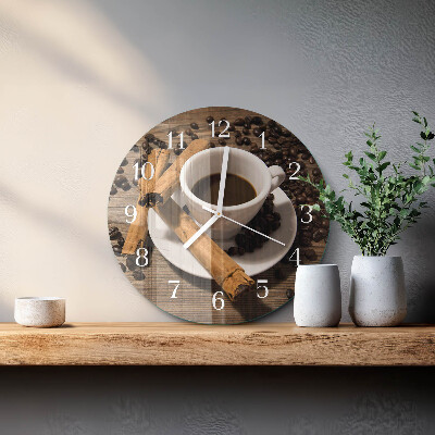 Glas wanduhr Zimtkaffee