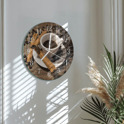 Glas wanduhr Zimtkaffee