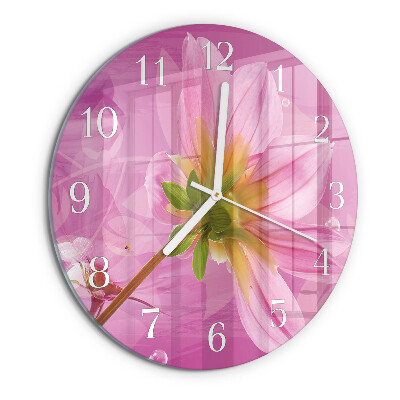 Glas wanduhr Blume