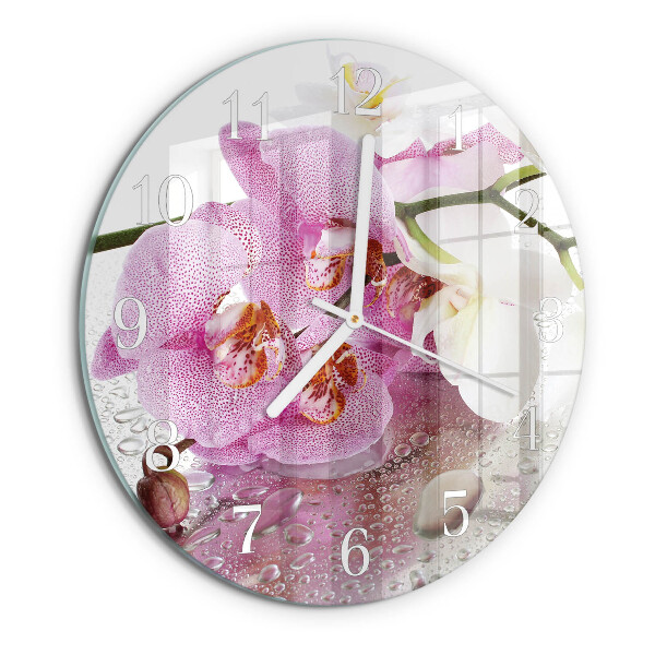 Glas wanduhr Orchidee