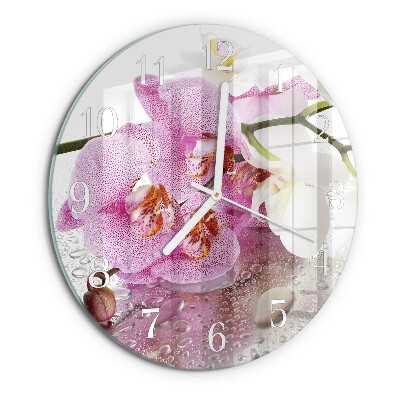 Glas wanduhr Orchidee