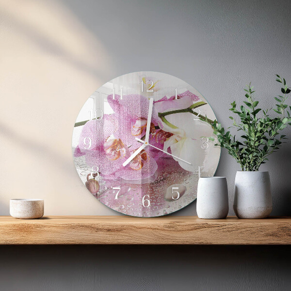 Glas wanduhr Orchidee
