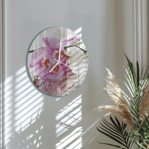 Glas wanduhr Orchidee