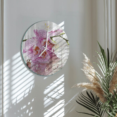 Glas wanduhr Orchidee