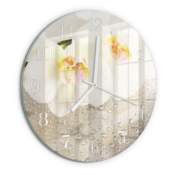 Glas wanduhr Orchidee