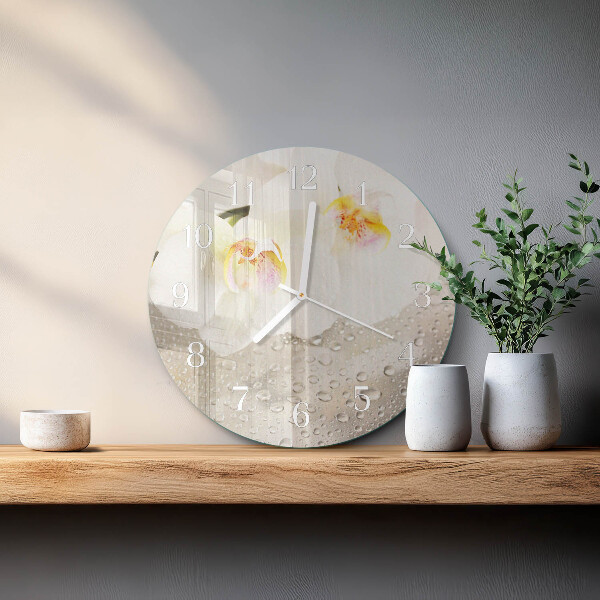 Glas wanduhr Orchidee