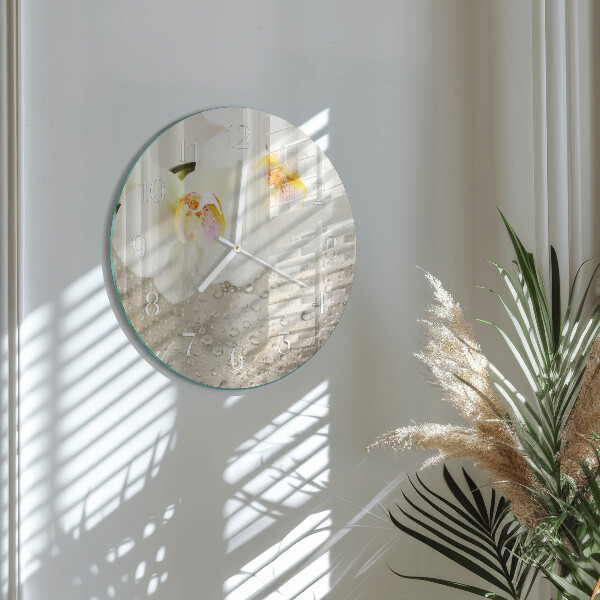 Glas wanduhr Orchidee