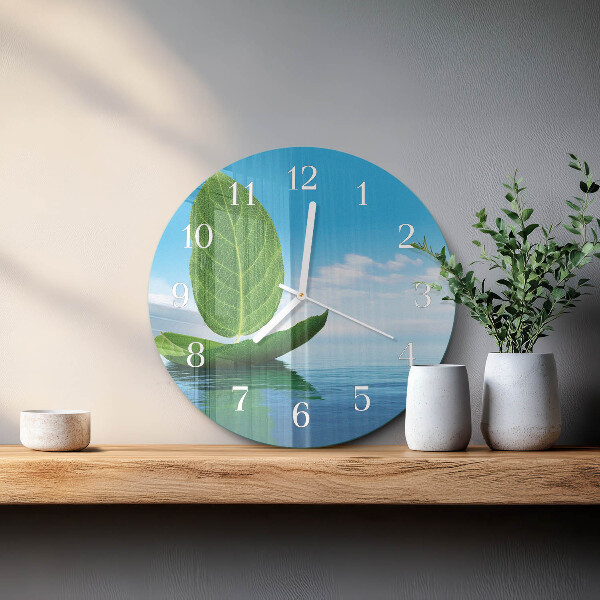 Glas wanduhr Blätter