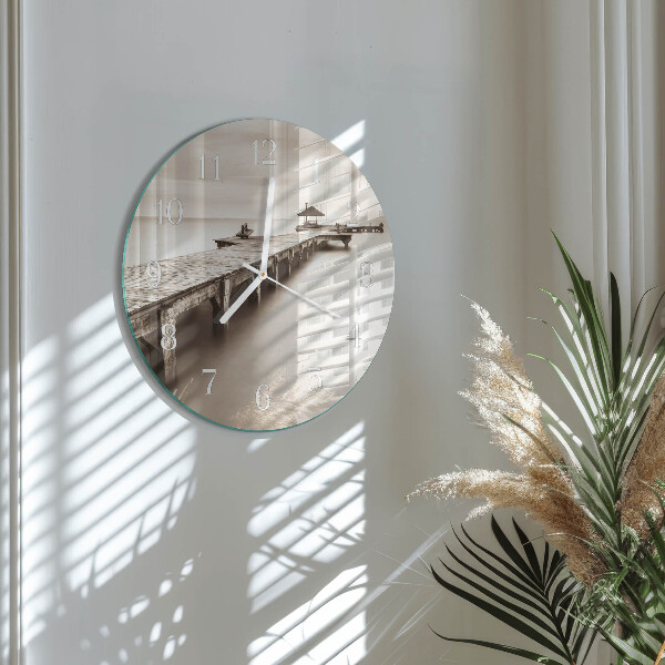 Glas wanduhr Holzbrücke