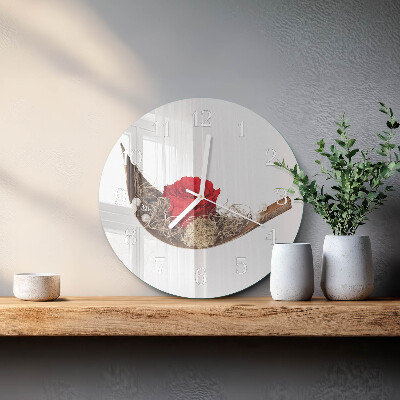 Glas wanduhr Rose