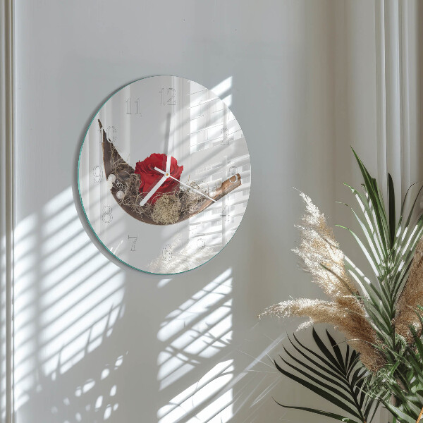 Glas wanduhr Rose