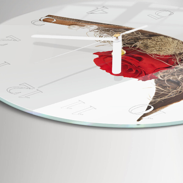 Glas wanduhr Rose