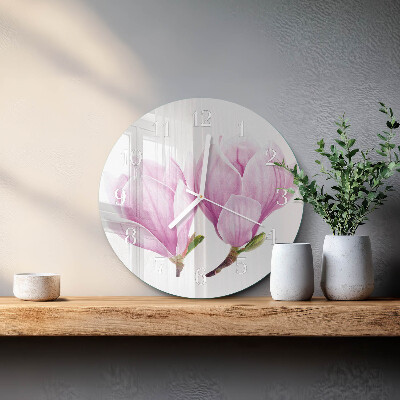 Glas wanduhr Magnolie