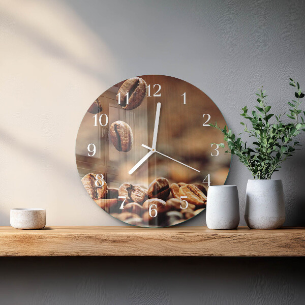 Glas wanduhr Kaffeebohnen
