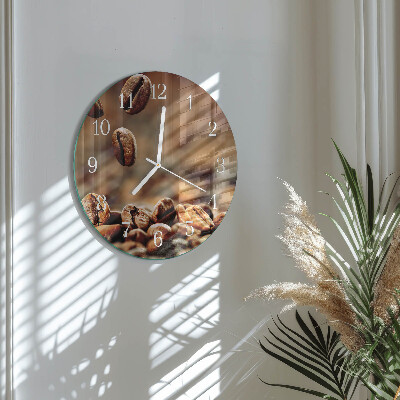 Glas wanduhr Kaffeebohnen