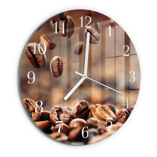 Glas wanduhr Kaffeebohnen