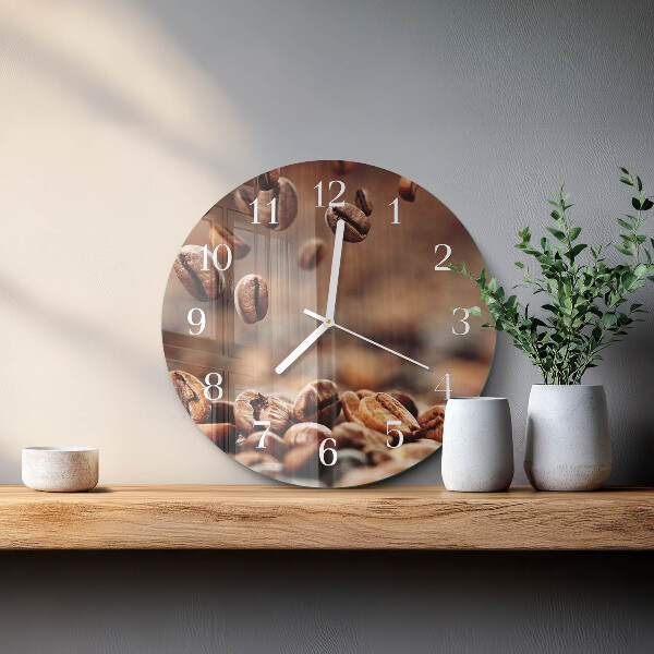 Glas wanduhr Kaffeebohnen