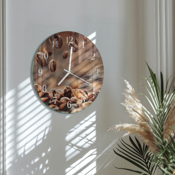 Glas wanduhr Kaffeebohnen