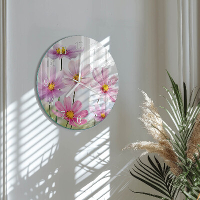 Glas wanduhr Blumen