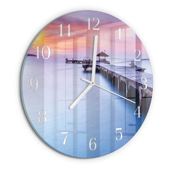 Glas wanduhr Holzbrücke
