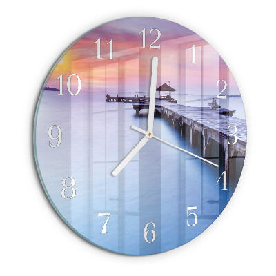 Glas wanduhr Holzbrücke