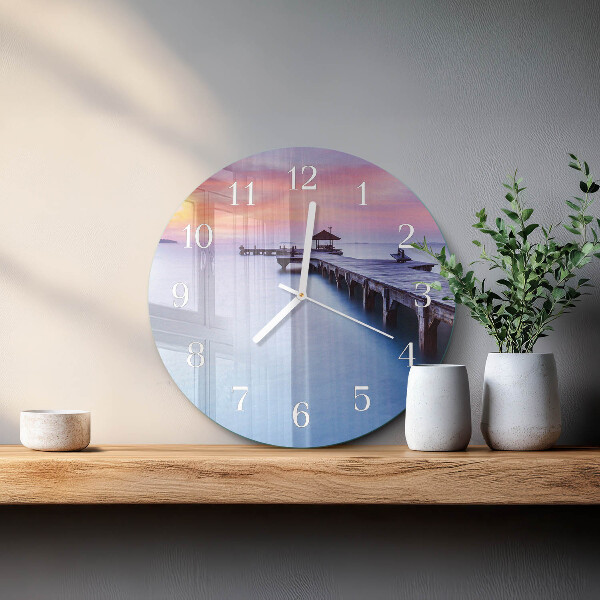 Glas wanduhr Holzbrücke