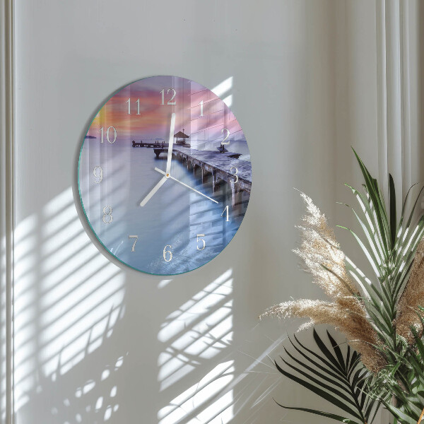 Glas wanduhr Holzbrücke