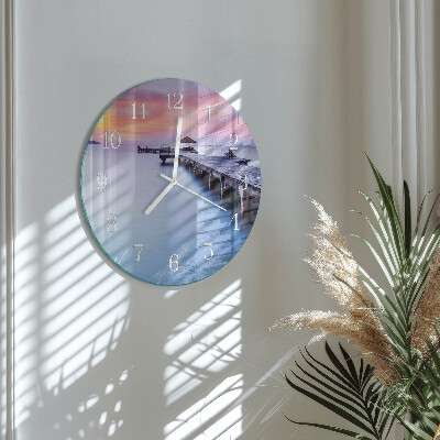 Glas wanduhr Holzbrücke
